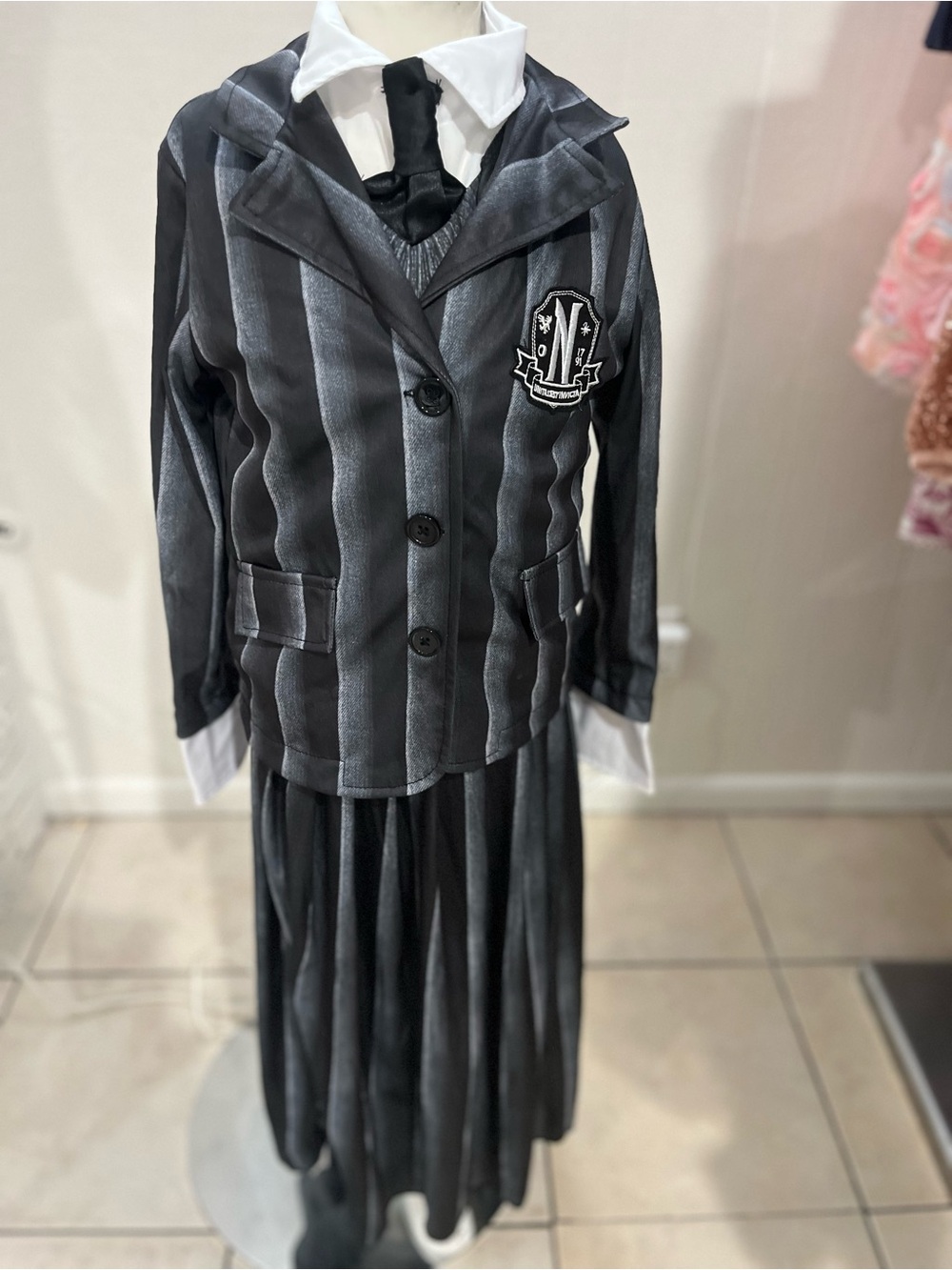 Unbranded Kids Black & Gray Striped School Costume Jacket and Skirt